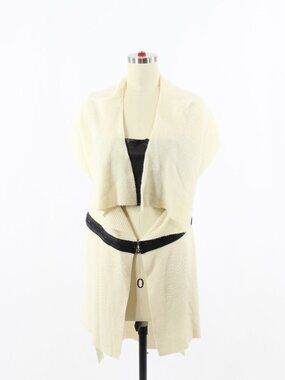 ROBERT RODRIGUEZ Ivory Wool Cashmere Knit Open Zipper Cardigan Sweater, Size XS